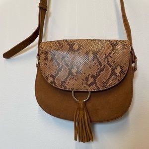Top Shop Faux Snake Skin Suede Crossbody bag